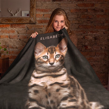 Domestic Cat Kitten Leopard Spots Personalized Fleece Blanket by ironydesignphotos at Zazzle