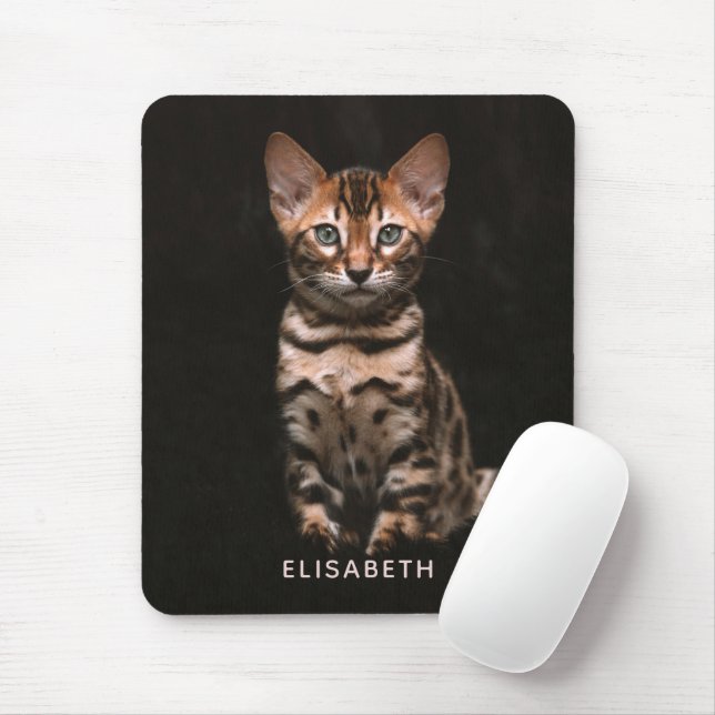 Domestic Cat Kitten Leopard Spots Personalized Mouse Pad (With Mouse)