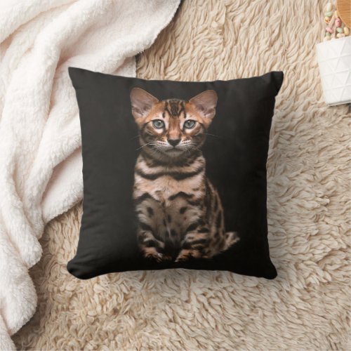 Domestic Cat Kitten Leopard Spots Throw Pillow