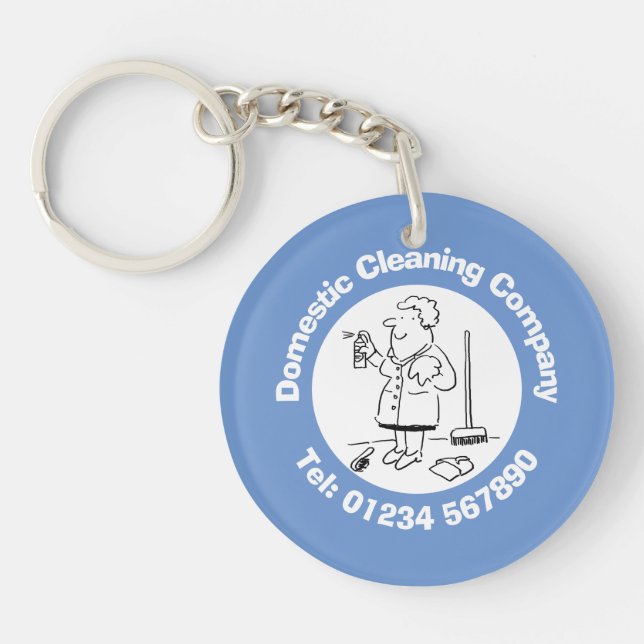 Domestic Cleaners & Cleaning. Promotional Keychain (Front)