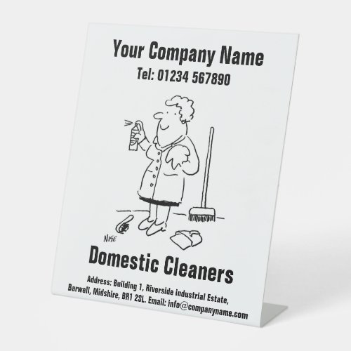 Domestic Cleaning Cartoon Design Pedestal Sign