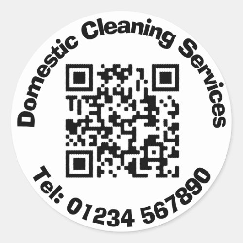 Domestic Cleaning  House Cleaners with QR Code Cl Classic Round Sticker