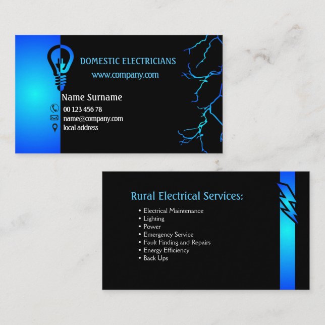 Domestic electricians business card (Front/Back)