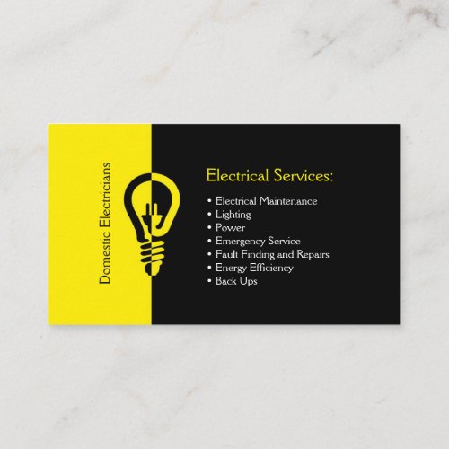 Domestic electricians business card