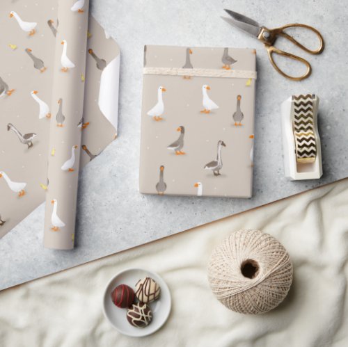 Domestic geese wrapping paper