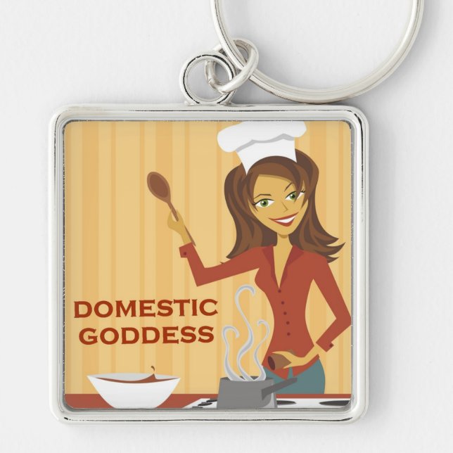 Domestic Goddess Housewife Chef Keychain (Front)