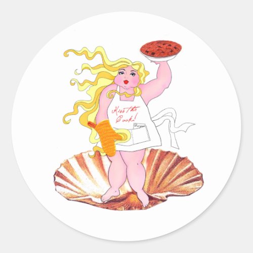 Domestic Goddess _ Kiss the Cook Classic Round  Classic Round Sticker