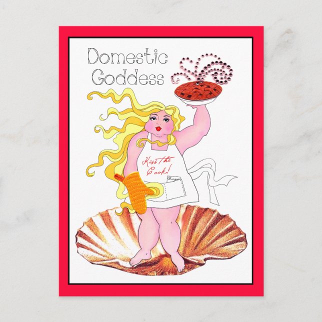 "Domestic Goddess" - Kiss the Cook! Postcard (Front)