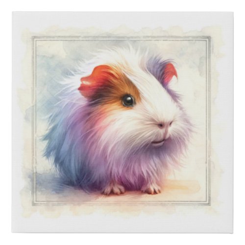 Domestic Guinea Pig AREF401 _ Watercolor Faux Canvas Print