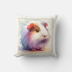 Domestic Guinea Pig AREF401 - Watercolor Throw Pillow
