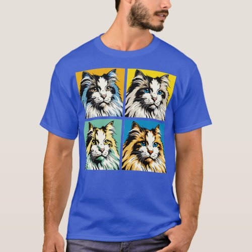 Domestic Medium Hair Art Cat Lovers T_Shirt