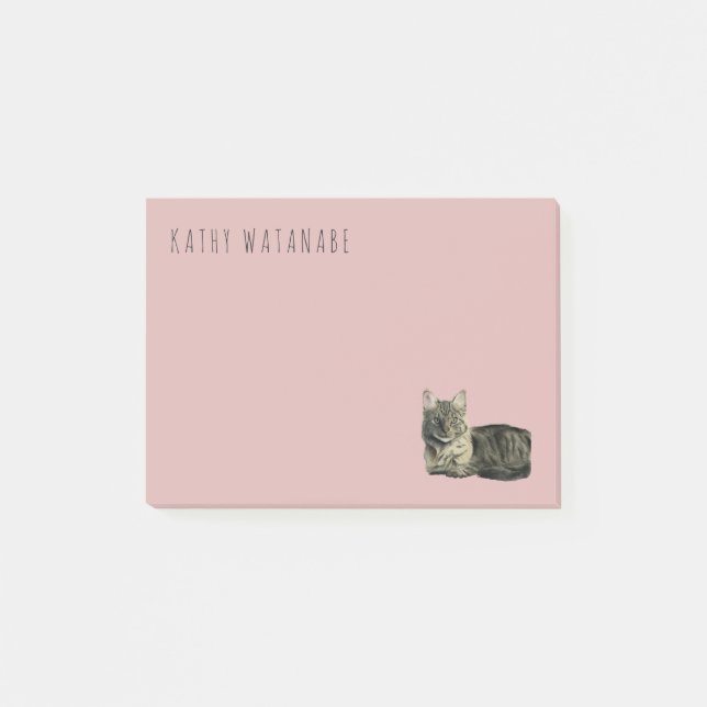Domestic Medium Hair Cat | Add Your Name Post-it Notes (Front)