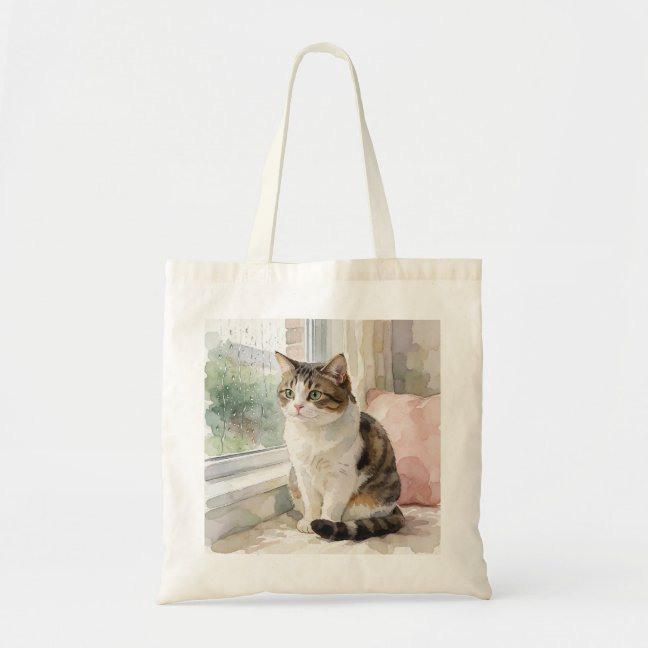 Domestic Shorthair Rainy Window Daydream Tote Bag