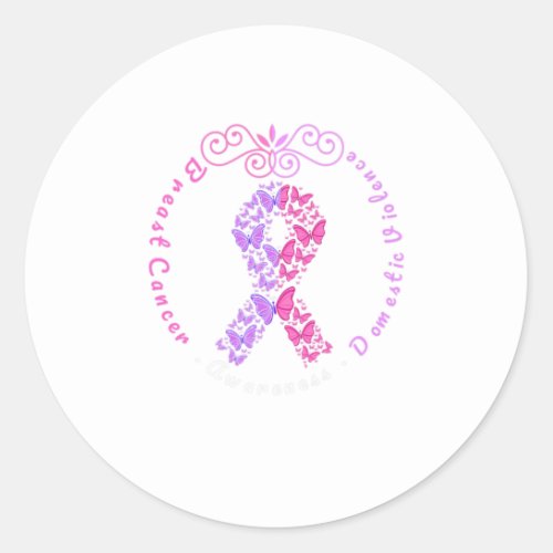 Domestic Violence and Breast Cancer Awa Classic Round Sticker