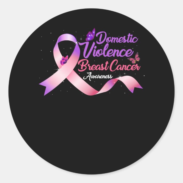 Domestic Violence And Breast Cancer Awareness Mont Classic Round Sticker (Front)