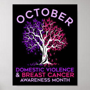 Domestic Violence And Breast Cancer Awareness Mont Poster