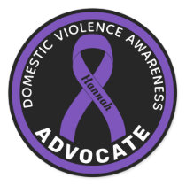 Domestic Violence Awareness Advocate Ribbon Black Classic Round Sticker