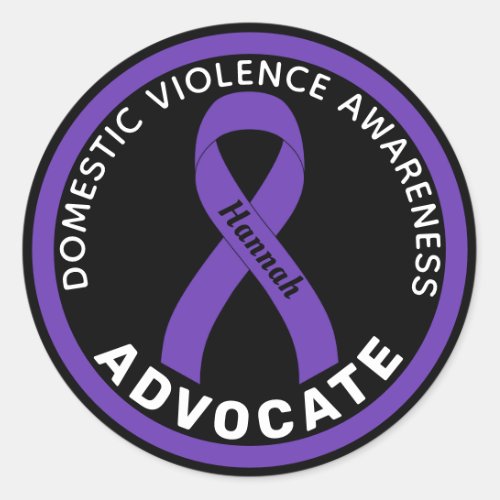 Domestic Violence Awareness Advocate Ribbon Black Classic Round Sticker