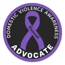 Domestic Violence Awareness Advocate Ribbon Black Classic Round Sticker