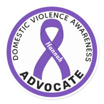 Domestic Violence Awareness Advocate Ribbon White  Classic Round Sticker