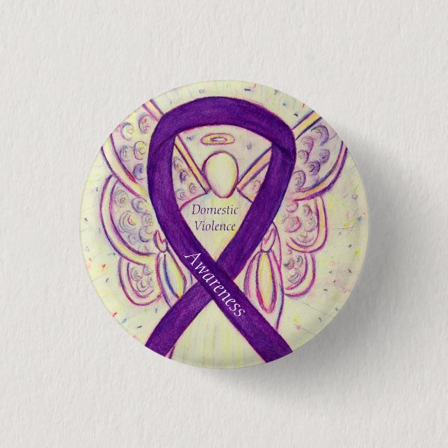 Domestic Violence Awareness Angel Ribbon Pin (Front)