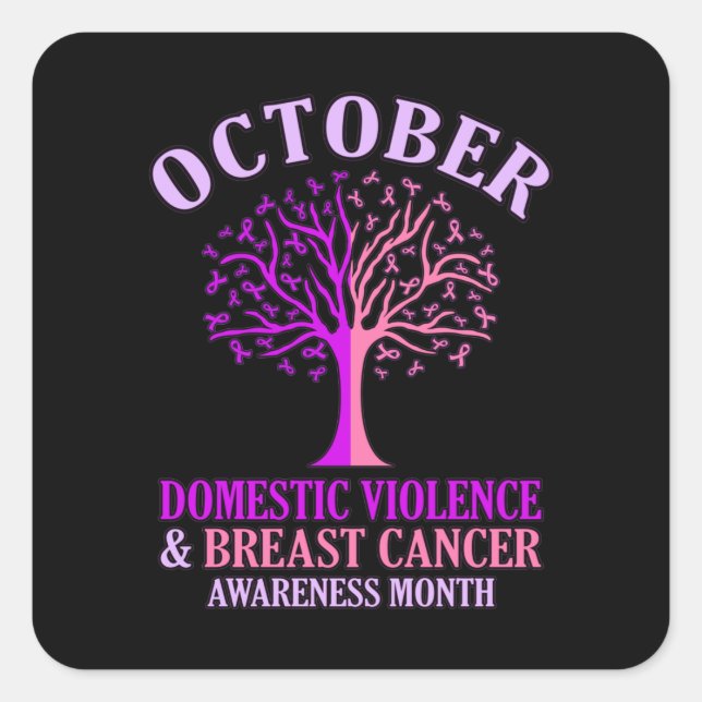 Domestic Violence Awareness Month October Support Square Sticker (Front)