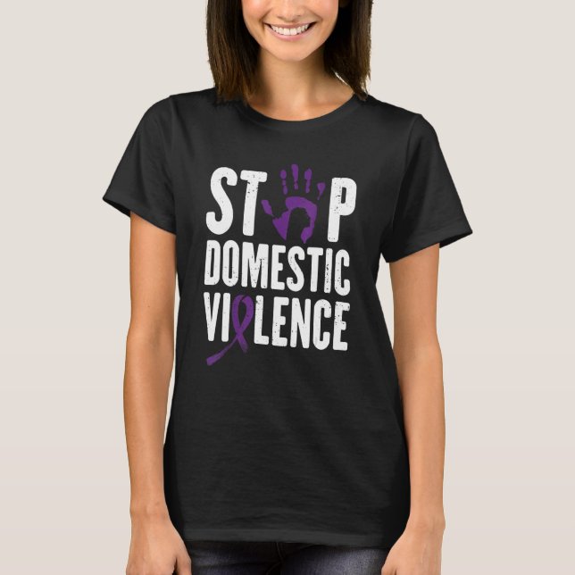 Domestic Violence Awareness month Purple Ribbon T-Shirt (Front)