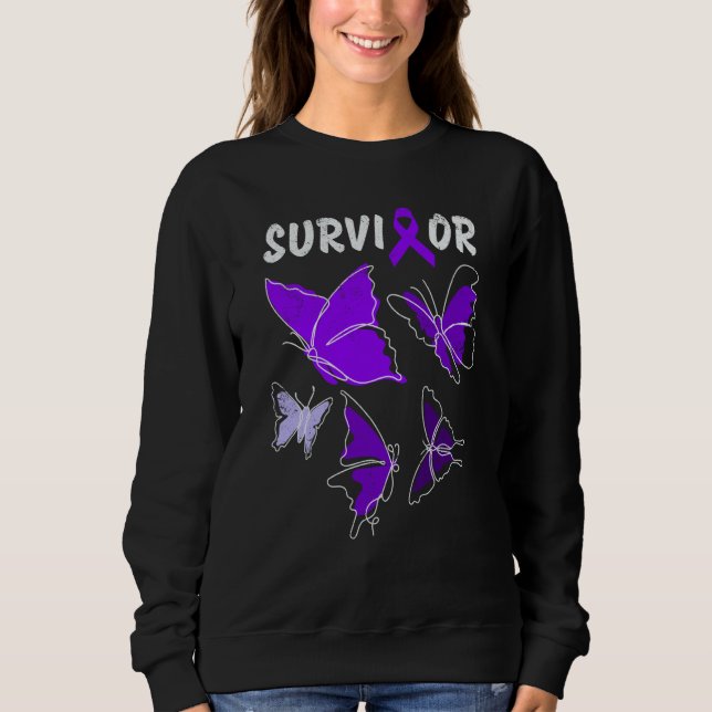 Domestic Violence Awareness purple butterflies Sur Sweatshirt (Front)