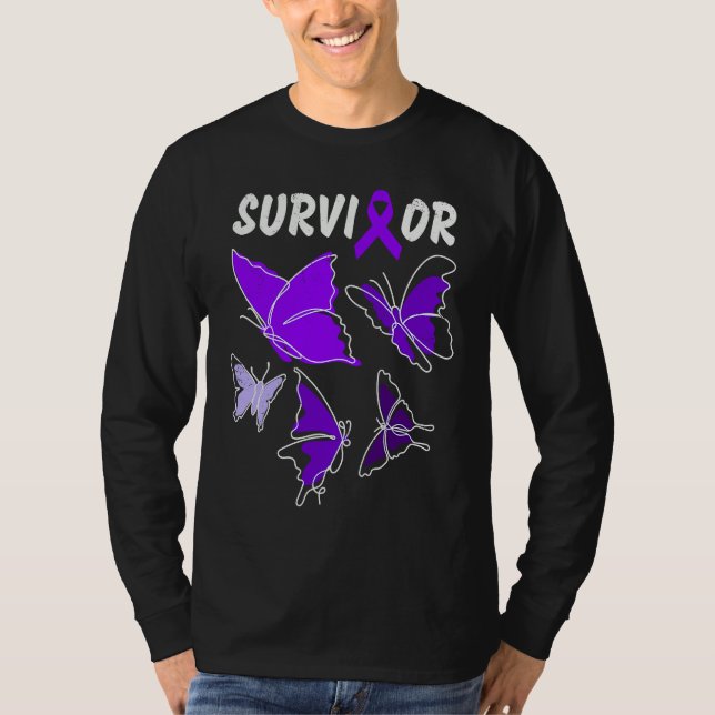 Domestic Violence Awareness purple butterflies Sur T-Shirt (Front)