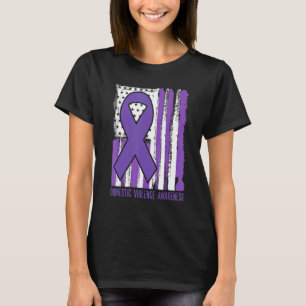 Domestic violence Awareness purple flag ribbon T-Shirt