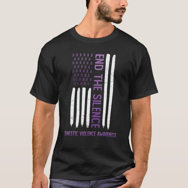 Domestic Violence Awareness Purple USA Flag End Th T-Shirt (Front)