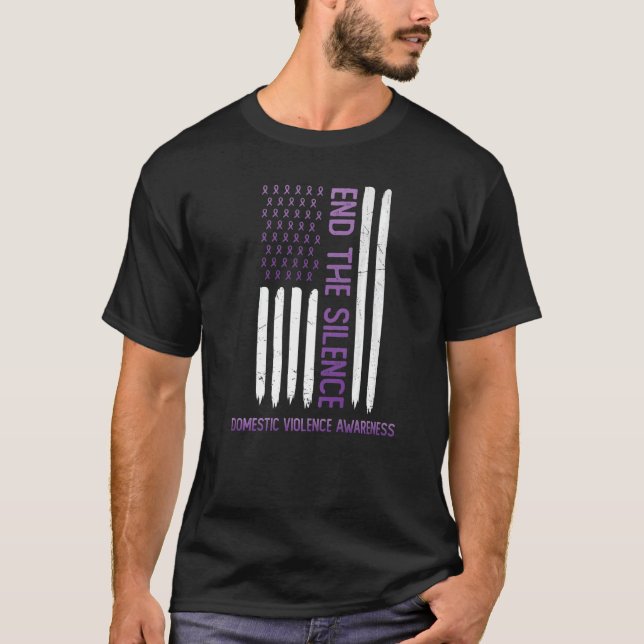 Domestic Violence Awareness Purple USA Flag End Th T-Shirt (Front)