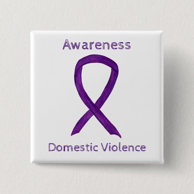 Domestic Violence Awareness Ribbon Custom Pin (Front)