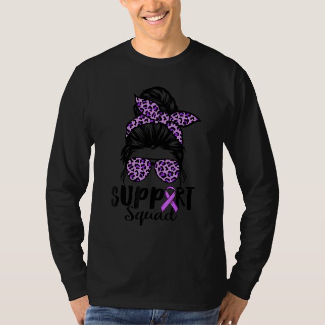 Domestic Violence Awareness Ribbon Messy Bun Suppo T-Shirt (Front)