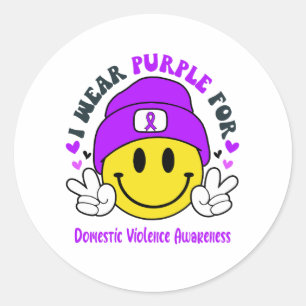 Domestic Violence Awareness Ribbon Support Gifts Classic Round Sticker