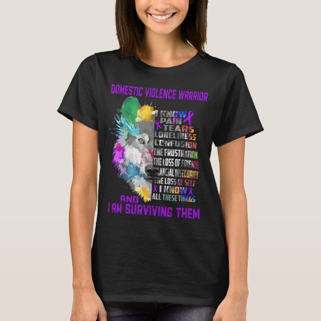 Domestic Violence Awareness Ribbon Support Gifts T-Shirt (Front)