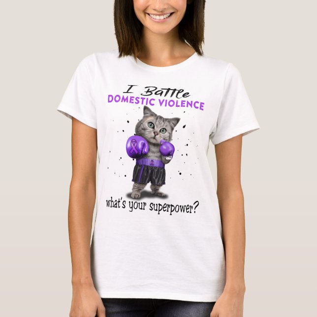 Domestic Violence Awareness Ribbon Support Gifts T-Shirt (Front)