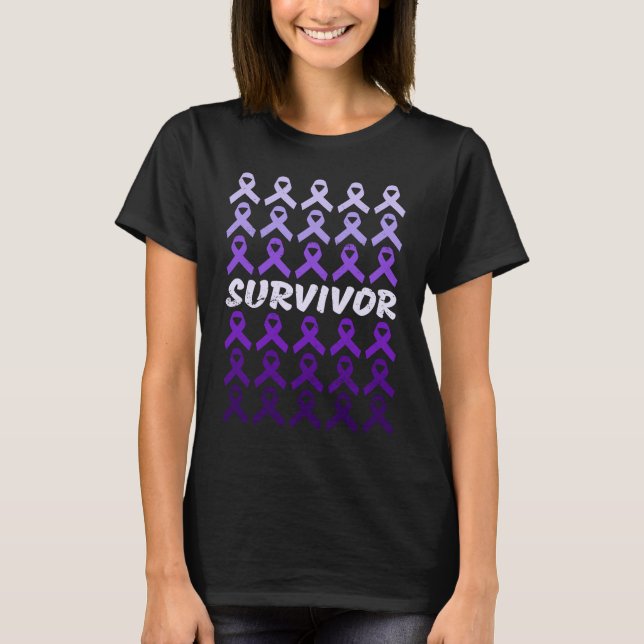 Domestic Violence Awareness Survivor purple ribbon T-Shirt (Front)
