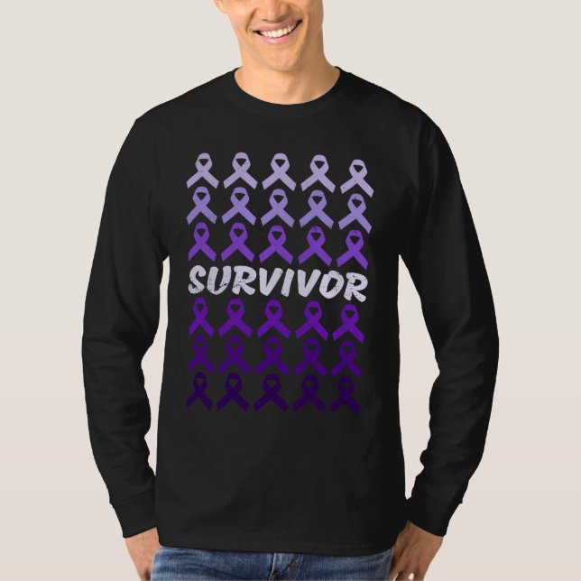 Domestic Violence Awareness Survivor purple ribbon T-Shirt (Front)