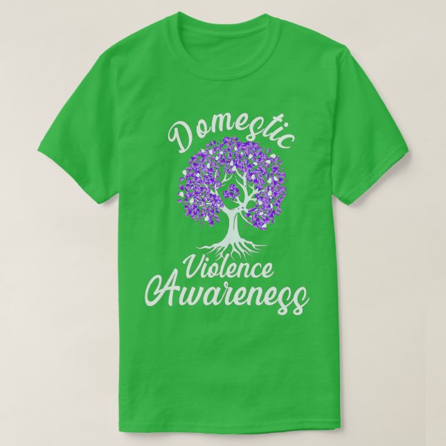 Domestic Violence Awareness Warrior Tree Hop Gift  T-Shirt (Design Front)