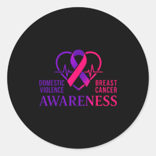 Domestic Violence Breast Cancer Awareness Classic Round Sticker