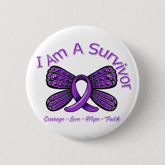 Domestic Violence Butterfly I Am A Survivor Button