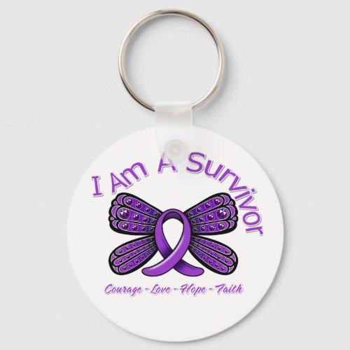 Domestic Violence Butterfly I Am A Survivor Keychain