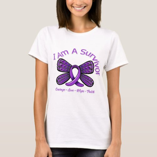 Domestic Violence Butterfly I Am A Survivor T_Shirt