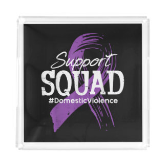 Domestic Violence Ribbon Support Squad Acrylic Tray
