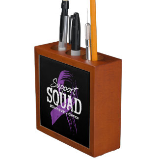 Domestic Violence Ribbon Support Squad Desk Organizer