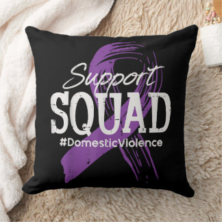 Domestic Violence Ribbon Support Squad Throw Pillow