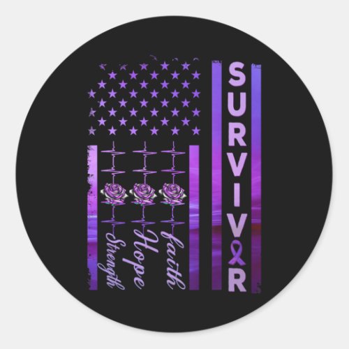 Domestic Violence Strong Survivor Purple American  Classic Round Sticker