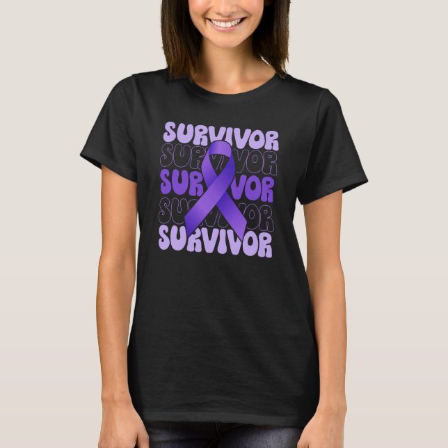 Domestic Violence Survivor purple ribbon T-Shirt (Front)