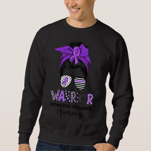 Domestic Violence Warrior Ribbon Purple Awareness  Sweatshirt